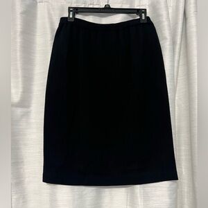 Vintage Adrienne Vittadini Black Wool Women's Knee-Length Straight Pencil Skirt